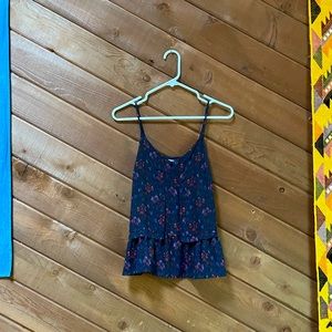 Kimchi Blue Peplum Camisole in Navy Floral Pattern